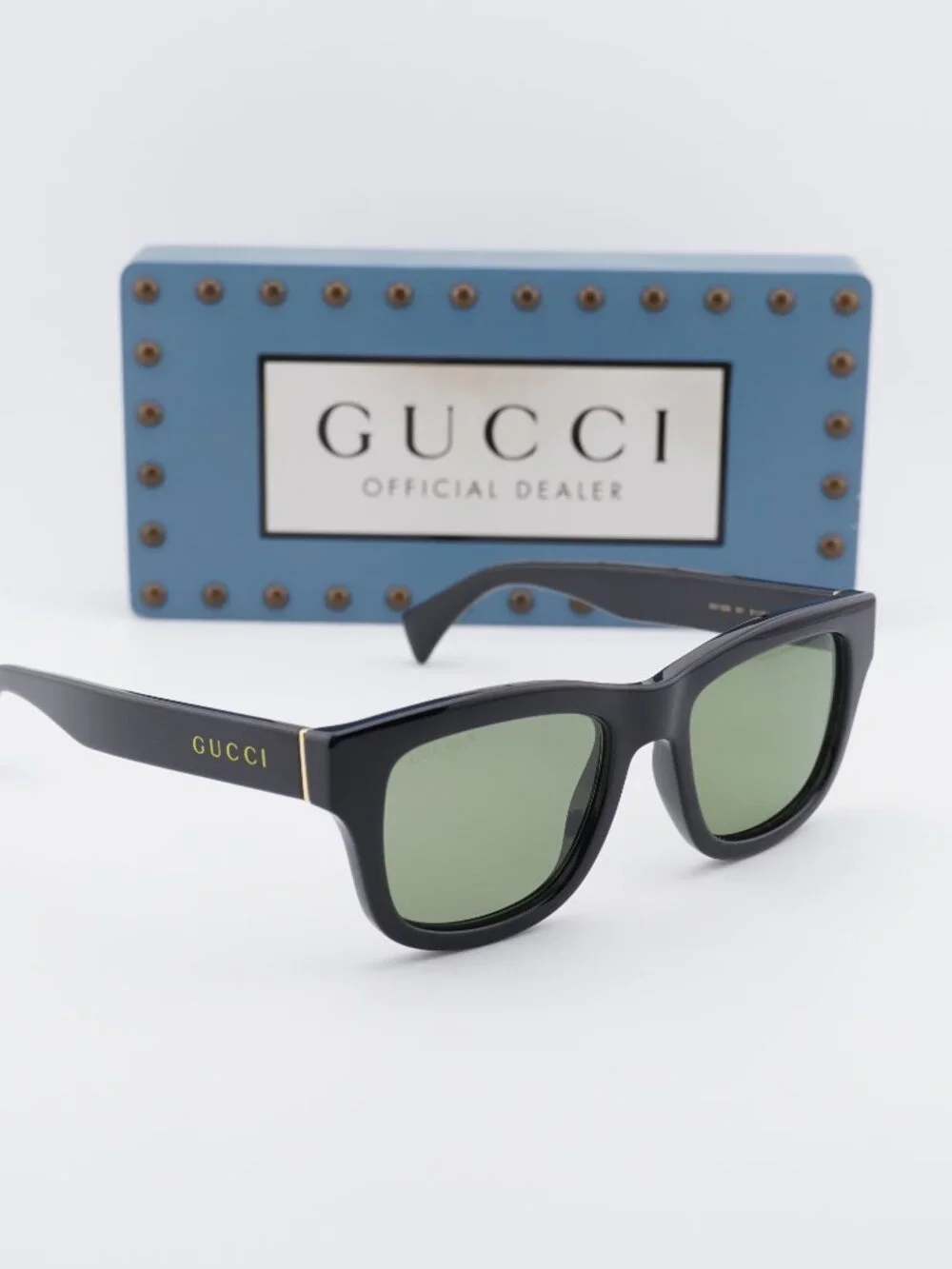 Gucci GG1135S 001 Square Sunglasses - Black\Green Polarized